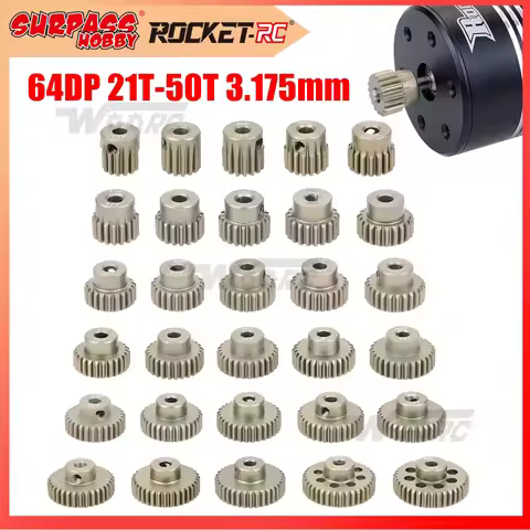 64DP 3.175mm 21T-25T 26T-30T 31T-35T 36T-40T 41T-45T 46T-50T Aluminum Alloy Metal Pinion Motor Gear 