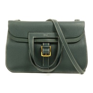 HERMES Clemence皮革Halzan 31手挽肩背兩用袋Vert Cypres