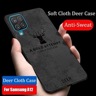 samsung a12 (65 inch) case deer tpu cloth jeans canvas back cover - hitam
