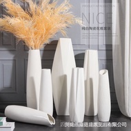 【In stock】Ceramic Vase Large Living Room Floor Ornaments Flower Arrangement Nordic Creative Simple White Modern Home Decoration/Ceramic Marble with Gold Lining Vase LTYN