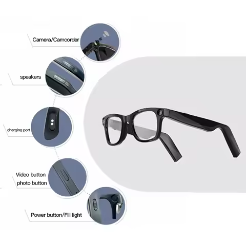 AI Smart Glasses Video/Photo Bluetooth Talking Headset Wake Up Voice To Send Commands/Ask Questions 