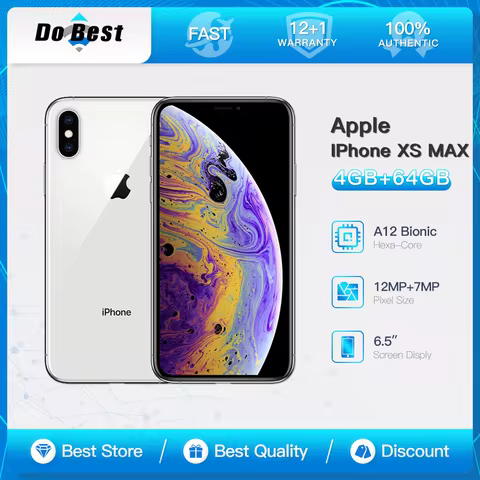 Apple iPhone XS MAX 4GB LTE Cell Phone 6.5“ Super Retina 64GB/256GB ROM Smartphone Hexa Core IOS A12