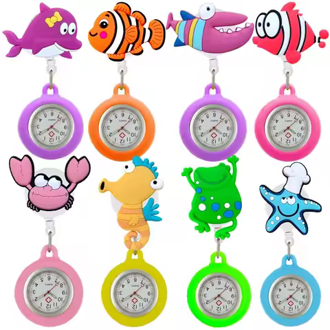 Pretty Nurse Doctor Cartoon Sea Animals Fish Retractable Hospital Medical Worker's Clip Badge Reel P