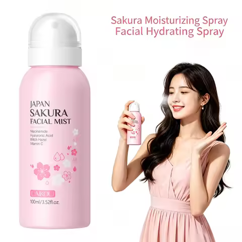 LAIKOU Sakura Facial Mist 100ml Hydrating Spray Moisturizing Brightening Toner Oil Control Shrink Po