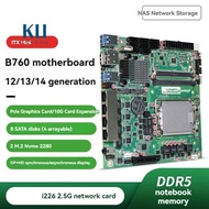 Mini ITX B760 NAS Motherboard Home Processor LGA1700 CPU 2xDDR5 4xi226 2.5G 2xM.2 NVME 8xSATA Qnas F