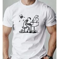 T-shirt Lelaki Wanita Pemain Piano Grafik Fesyen Kasual Baju Bayi Perempuan Lelaki TShirt Pemain Pia