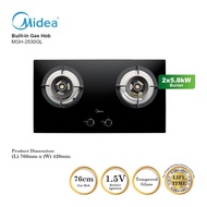 Midea Built-In Gas Hob MGH-7230GL Tempered Glass Hob 2 Burner 5.8kW Glass Stove 1.5v Battery Ignitio