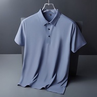 Ice Silk Polo Shirt Men Short-Sleeved T-Shirt Summer Men's Polo Shirt Summer Short-Sleeved Men's Shirt Loose Business Polo Casual Men's T-Shirt Men's Breath