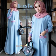 READY STOCK Bonita Baju Muslimah Fashion Long Dress Maxi Jubah Kurung Raya Casual Basic Plain