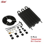 R-EP 6 Row Auto Aluminum Remote Transmission Oil Cooler Engine Oil Radiator Universal for Most Cars 