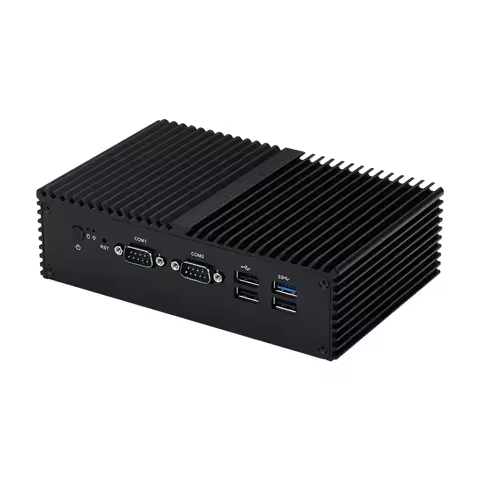 Qotom Mini PC N100 Quad Core Up to 3.4 GHz 2x LAN 2x HD Fanless Industrial PC X86 RS232 RS485 VGA PS