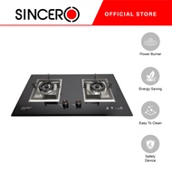 SINCERO SG-4500 Built-in Gas Stove Gas Hob 4.5KW TEMPERED GLASS COOKER Double Burner Dapur Gas Lotus Burner