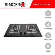 SINCERO SG-4500 Built-in Gas Stove Gas Hob 4.5KW TEMPERED GLASS COOKER Double Burner Dapur Gas Lotus