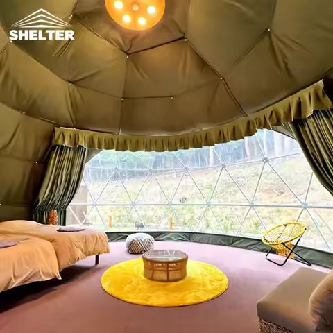 Luxury Tent Glamping Tent Steel Frame Geodesic Dome House