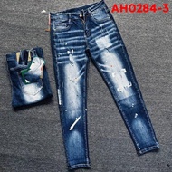 quần bò jean nam dài amiri { XEM VIDEO THẬT } đen rách gối vá thỏ phối khóa kéo lệch kiểu đẹpchất je