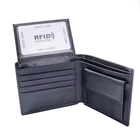 Men's leather wallet RFID Cowhide genuine leather wallet multi-function credit card holder