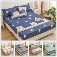 3 In 1 Fitted Bedsheet Set with Pillowcases Elastic Premium Cadar Mattress Cover Topper King Queen Size