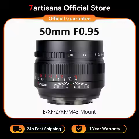 7artisans 50mm F0.95 APS-C Manual Focus Large Aperture Prime Camera Lens for Canon RF R50 R7 Fujifil