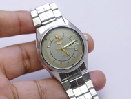 นาฬิกา Vintage มือสองญี่ปุ่นSeiko 5 Fiveระบบ Automatic Day Date 6309 8250 ผู้ชาย ทรงกลม กรอบเงิน หน้