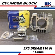 Block Racing EX5 Dream110/DASH FI/Wave110 FI 53mm ESPADA(ex5 dream110 fuel injection blok 53 ex5 kam