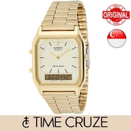 [Time Cruze] Casio AQ-230 Digital Analog Adjustable Gold Tone Stainless Steel Band Gold Tone Dial Me