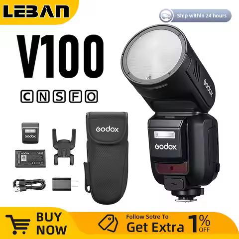 New Godox V100 Round Head Camera Flash Wireless Transmission Speedlite Flash for Canon Nikon Sony Fu