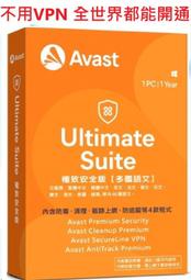 呆呆熊正版序號Avast Ultimate Suite 2025 繁體防毒軟體(含VPN和系統優化)win10 11 7