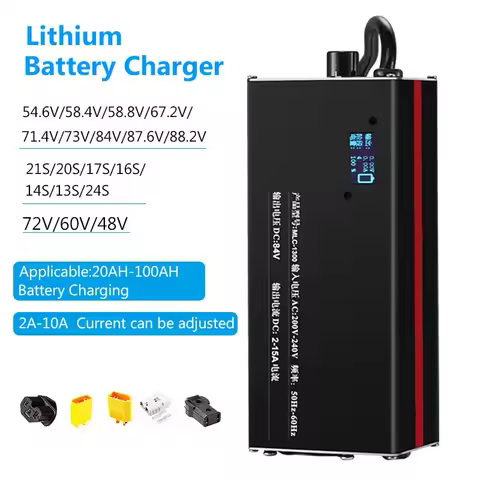 Fast Charger 84V 10A Fast Charger for 72V 20S Lithium Battery Charger High-power Intelligent Display