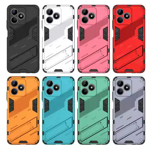 For Realme C51 Case Realme C51 C53 C55 Cover Cases Shockproof Armor PC Stand Silicone Protective Pho