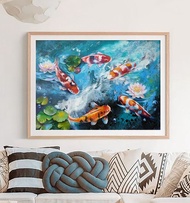 Koi Fish Painting Carp Oil Art Feng Shui Painting Fish Art