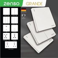 [Ready Stock][SIRIM} ZENSO Switch Grande White Switches &amp; Sockets Suis Rumah Lampu Doorbell Autogate 13A Socket