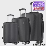 【ROYAL POLO皇家保羅】20+24+28吋 心森活ABS拉鍊硬殼箱/行李箱 (3色任選) 其他 紳士灰