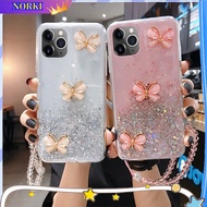 Case For Huawei P50 Pro P40 Pro P30 Pro P30Lite P20 Pro P20Lite 3D Butterfly Bling Glitter Lanyard Silicone Phone Cover
