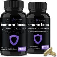 NutraChamps 27 in 1 Immune Support Supplement, 90 Immune Defense Capsules, 1000mg Vitamin C, 5000 IU