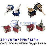 3/6/9/12 Pin On-Off-On (Center Off) / On-Off Mini Toggle Switch