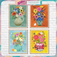 Peter Pauper Press | Art Prints Home Decoration | Archival Wall Prints: Floral Vases Art (Set of 4)