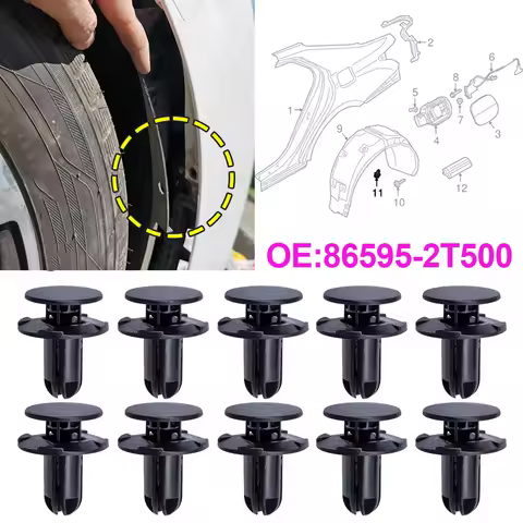 10X Auto Fender Liner Push-Type Retainer Fastener Clip 86595-2T500 1420608250B For Kia Bongo Ceed Fo