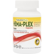 NaturesPlus Hema-Plex Iron - 60 Fast-Acting Capsules - 85 mg Chelated Iron + Vitamin C & Bioflavonoi