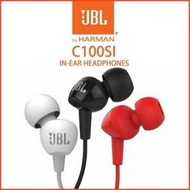 JBL - C100Si 3.5 毫米有線立體聲耳機 入耳式深低音音樂 運動遊戲耳機 耳機免提通話帶 麥克風