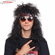 SPIRAKOGEO Halloween Party Cosplay Wig, Fluffy Long 70s 80s Rockstar Wig, Curvy Punk Cosplay Rocksta