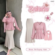Lilydresses 3in1 Set AG452 - Korean Style Outfit One Set Trendy Hijab TeenageWanita l Pink Zalerie P
