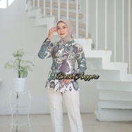 Women's Batik Tops Blouse Batik Maharani Blouse Batik Modern Women's Work Wear