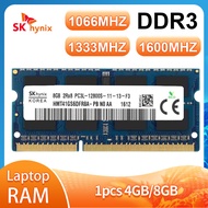 ใหม่ SK Hynix 2GB/4GB/8GB DDR3L 1600Mhz/1333Mhz/1066Mhz PC3L-12800S 1.5V หน่วยความจำสำหรับแล็ปท็อป RAM หน่วยความจำ1.35V แรงดันต่ำ