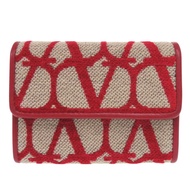 近全新 Valentino Garavani Toile Iconograph 2W2P0Y72HUJRED皮革卡包，紅色，0840 [二手] Valentino Garavani