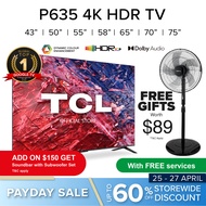 TCL 4K TV P635 Google TV Android TV | 43 50 55 58 65 70 75 inch | Dolby Audio | HDR 10 | HDMI 2.1 | Edgeless Design | Dolby Audio | Voice Control