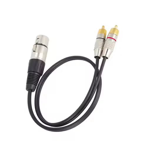 Splitter 1 XLR Female Plug to 2 RCA Male Plugs Cable for Microphone Recorder Home Theater and Profes