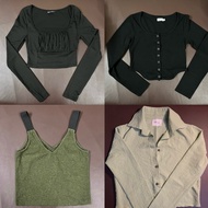 [ONLY Sold UNTIL August 15](New 90-95%) Combo of 4 crop tops Shein, Toptify, Boo and Oula Studio