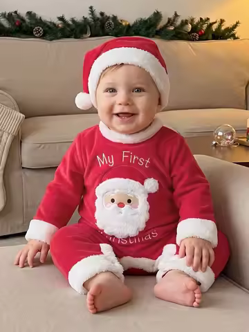Boys Clothes Long Sleeve Embroidery Sleeve Santa Christmas Long Long-Sleeve Professional Boys Christ
