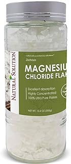 Natural Solution Pure Magnesium Chloride Flakes with Himalayan Pink Salt,Therapeutic Grade,Stress Relief and Relaxation - 0.77 lbs Magnesium Salt