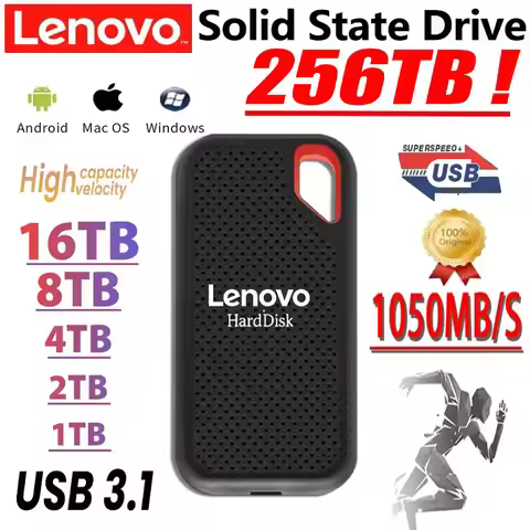 Lenovo Hard Disk Mobile SSD E60 2TB 6TB 8TB 256TB USB 3.1 HD External Hard for Laptop PS5 Mobile Har